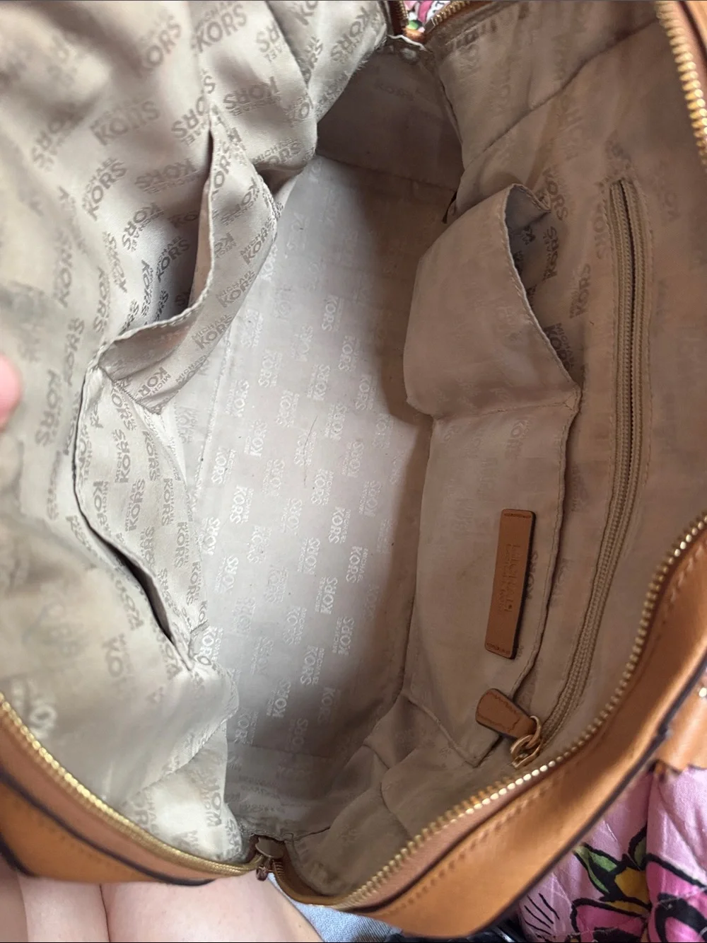 Michael Kors Cognac Leather Satchel with Gold Hardware